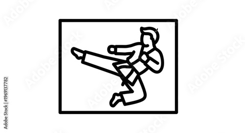 Dynamic martial arts kick icon illustrating agility and strength in training and combat