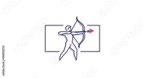 Dynamic archer aiming for success with a focused red arrow, symbolizing clear objective pursuit