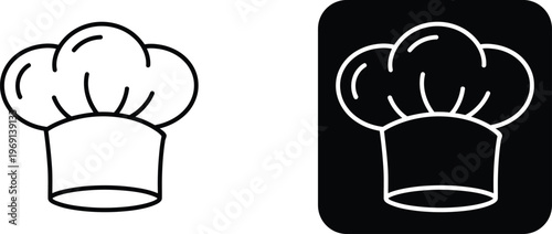 Chef hat outline and filled in black cook uniform