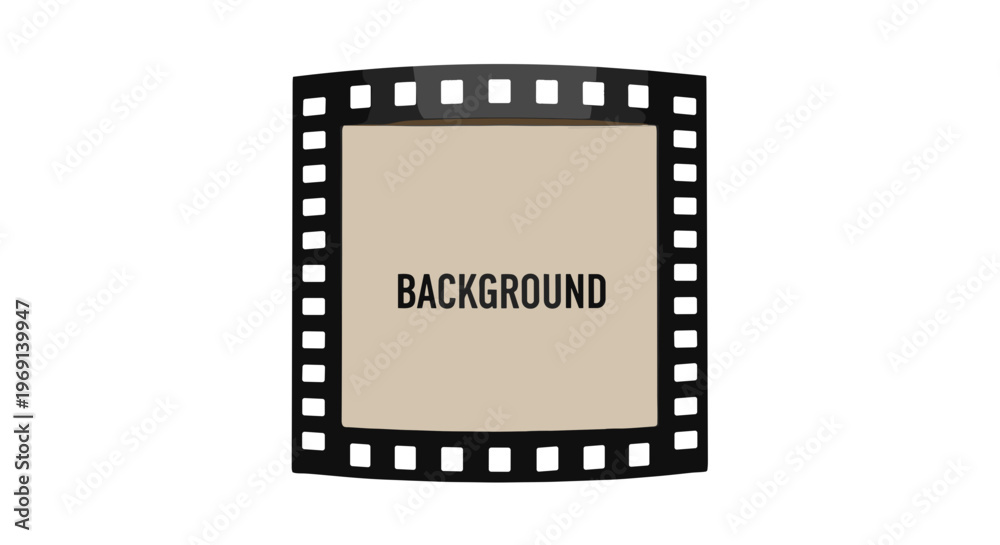 Fototapeta premium Retro film strip border framing a neutral beige square with the word background