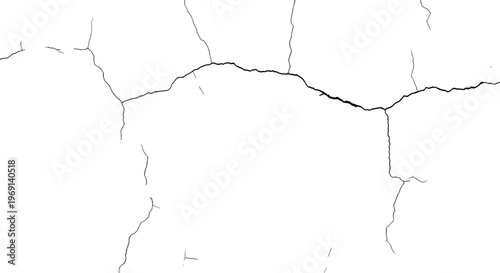 Detailed abstract pattern of fine black cracks on a stark white background