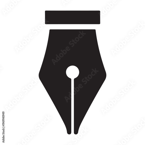 Fountain pen nib glyph icon. Silhouette symbol. Computer pen tool. Negative space. Vector isolated illustration
