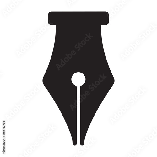 Fountain pen nib glyph icon. Silhouette symbol. Computer pen tool. Negative space. Vector isolated illustration
