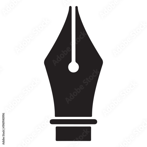 Fountain pen nib glyph icon. Silhouette symbol. Computer pen tool. Negative space. Vector isolated illustration