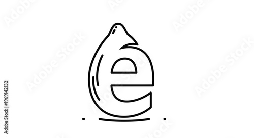 Stylized letter e within a sleek organic teardrop shape with avian elements, clean minimal line