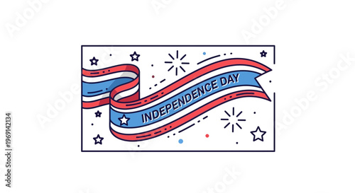 Vibrant patriotic banner illustration celebrating Independence Day with festive stars and