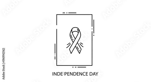 Simple line art ribbon graphic for independence day celebrations and national pride events
