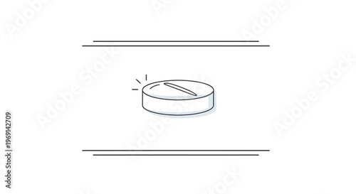 Minimalist gleaming pharmaceutical tablet icon representing health and modern medicine relief
