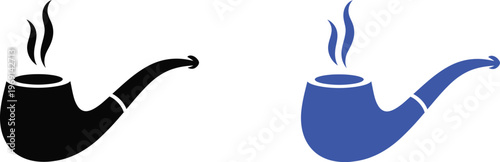 Black and blue smoking pipe with steam tobacco