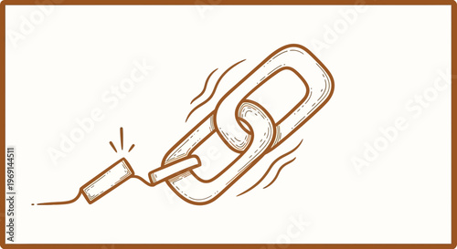 Energetic connection symbol illustrated with hand-drawn chain link and sparking element on white