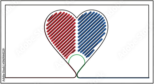 A visually appealing abstract heart design illustrating unity and division in vibrant colors