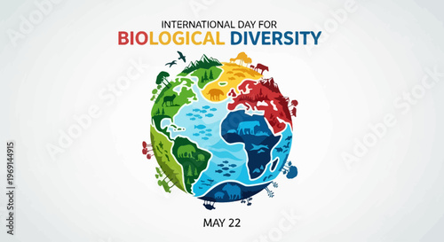 Global Wildlife Around Earth Illustration