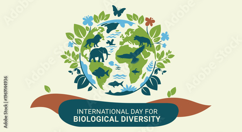 Earth Surrounded by Wildlife Silhouettes