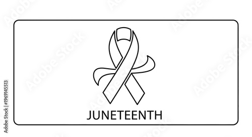 Juneteenth recognition ribbon symbol design outline for emancipation celebration commemorative icon