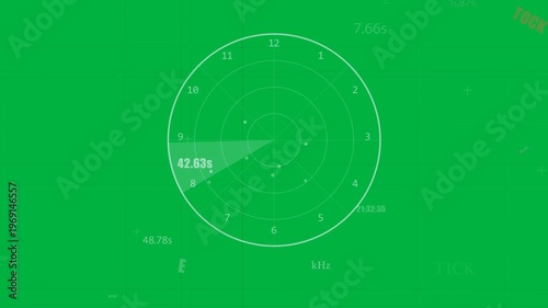 Dial appearing, wedge rotating clockwise, revealing dots, BPM and seconds on transparent background