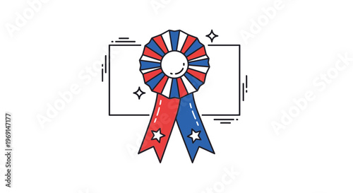 Vibrant patriotic award ribbon illustration for celebrating success and national pride events