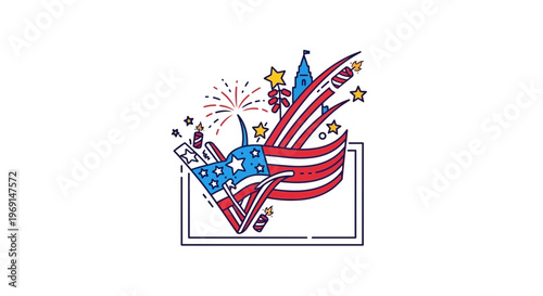 Dynamic vector illustration capturing the spirit of a national celebration with patriotic elements