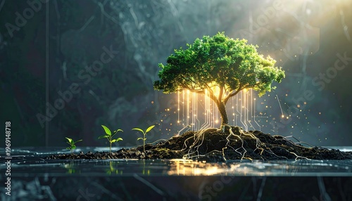 Digital Tree Growth Connecting Nature and Technology