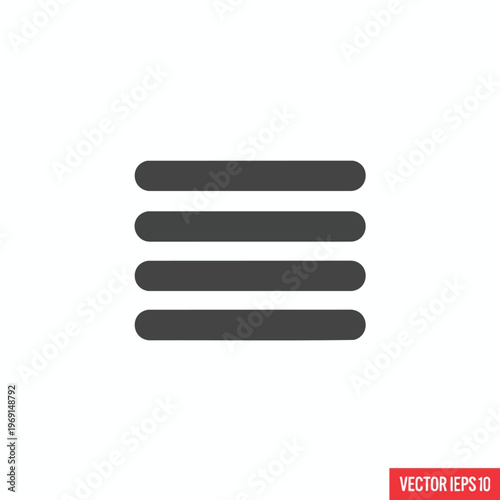 Minimalist dark gray hamburger menu icon with four horizontal lines on white