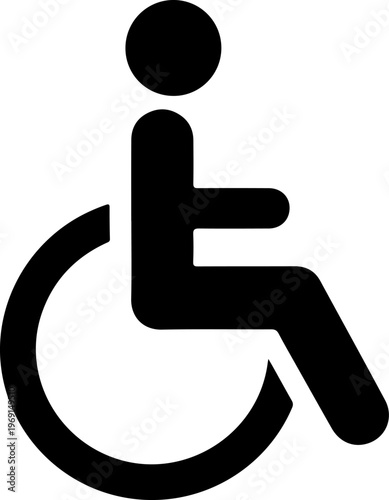 Disability access symbol, wheelchair icon, accessibility sign, black vector graphic