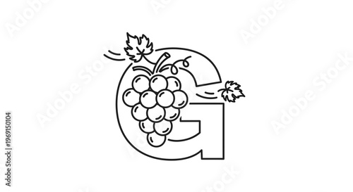 Elegant minimalist line art logo featuring a stylized letter G intertwined with a fresh bunch of