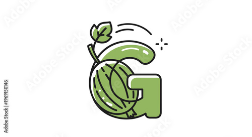 Artistic letter G logotype combining a fresh gooseberry and natural green hues