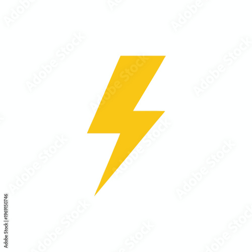 A bright yellow lightning bolt symbol on a stark white background