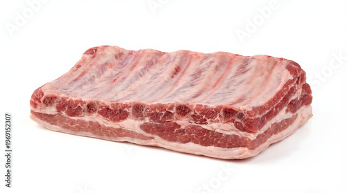 Raw pork rib piece on a white background