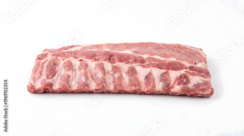 Raw pork rib piece on a white background