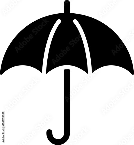 Black umbrella icon, vector symbol, rainy day graphic, weather illustration