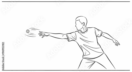 Young Man Throwing Baseball in Action, Sports Concept, Dynamic Movement