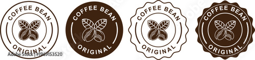 Coffee shop logo. Modern hipster vintage-style line stamp logo design, a premium coffee shop branding symbol. Retro-style vector logo featuring coffee beans and a leafy branch.