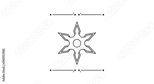 Black and White Ninja Star Shuriken Silhouette Icon Vector Art