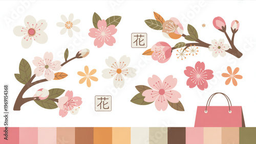 Colorful floral illustrations with delicate watercolor textures and pastel hues