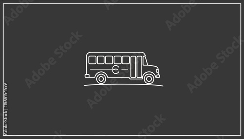 White school bus icon with euro symbol on dark background
