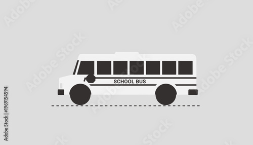 White School Bus Illustration, Transportation, Education, Back to School Concept