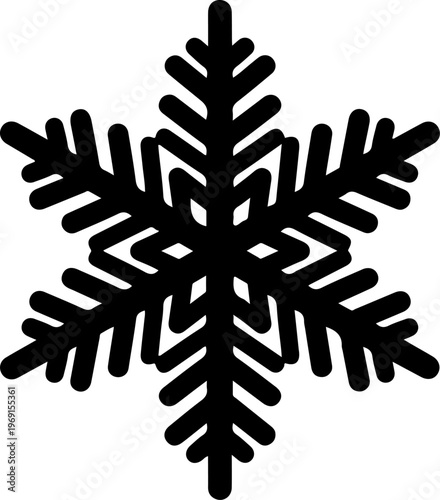 Black snowflake icon, winter symbol, frosty design element, vector graphic