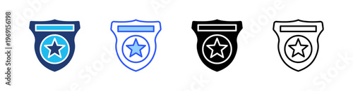 Police Badge Multi Style Icon Set Vector 