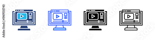 Online Streaming Multi Style Icon Set Vector 