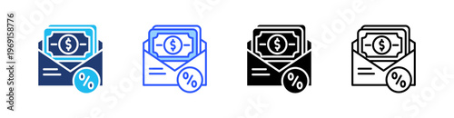 Commission Multi Style Icon Set Vector 