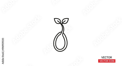Sprout Growing from Seed Icon: Symbol of Growth, New Life, and Nature