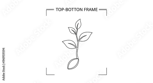 Sprout Growing from Seed, New Life, Growth Concept, Outline Illustration