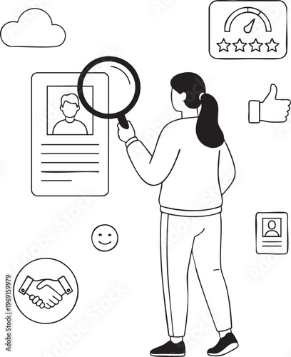 HR Professional Reviewing Candidate Resume with Magnifying Glass