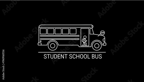 Student School Bus Icon Vector Illustration - Transporting Children Safely