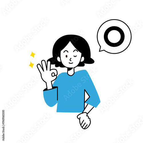 OKサインを出す女性のベクターイラスト
