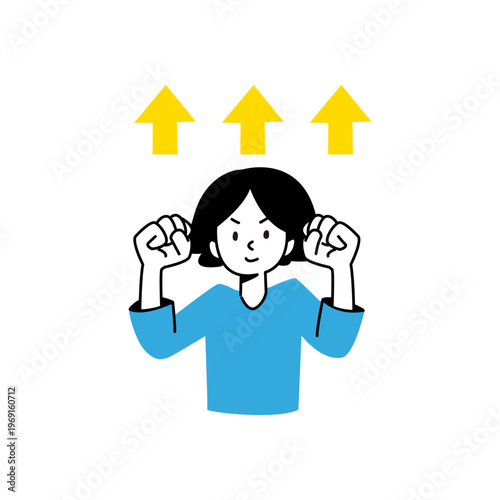 ガッツポーズをする女性のベクターイラスト