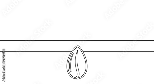 Single Almond Drop Falling from Line, Minimalist Food Ingredient Icon