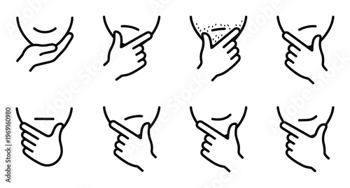 Set of beard and facial hair shaving process line icons, perfect for web, apps, and more