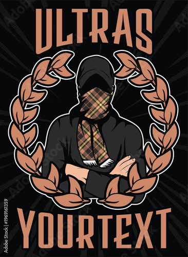 ultras flag banner casual hooligan football fans vector illustration design