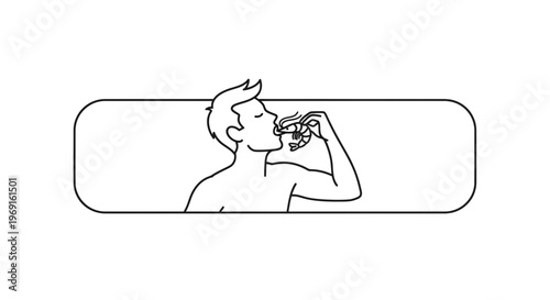Minimalist graphic depicting a person enjoying a fresh shrimp or prawn meal